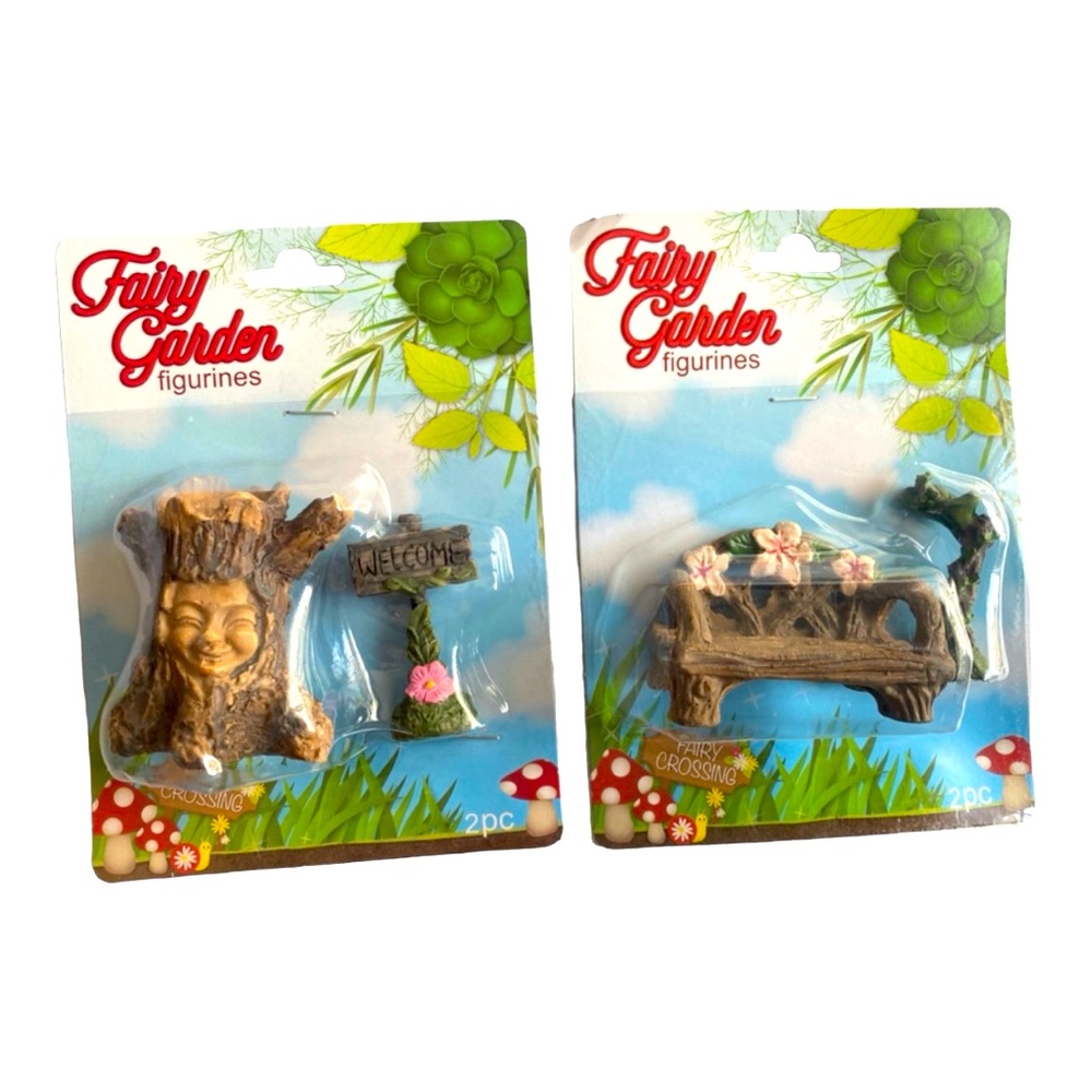 Set of limestone Fairy Garden Figurines 2-2pc‎ figurines for your fairy garden